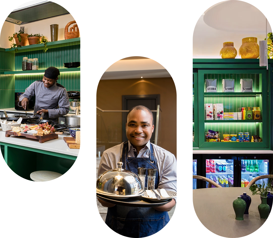 Breakfast preparation and service at Home Suite Hotels Rosebank