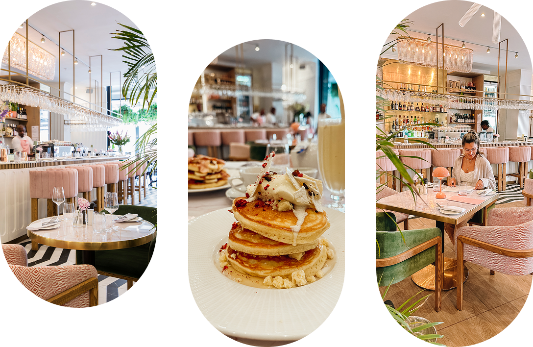 Dining room and breakfast dishes at Sonny & Irene in Station House